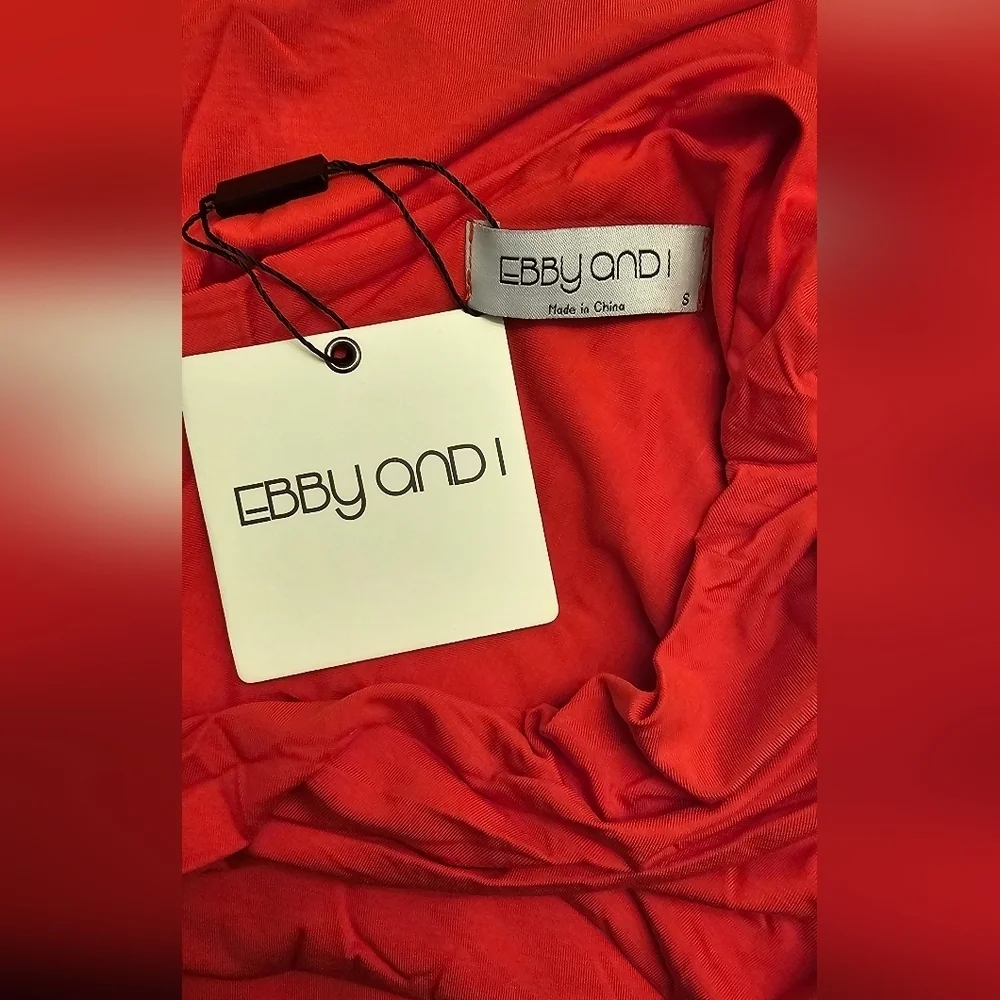 New Ebby and I One-Shoulder Ruched Red Midi Dress – Size S